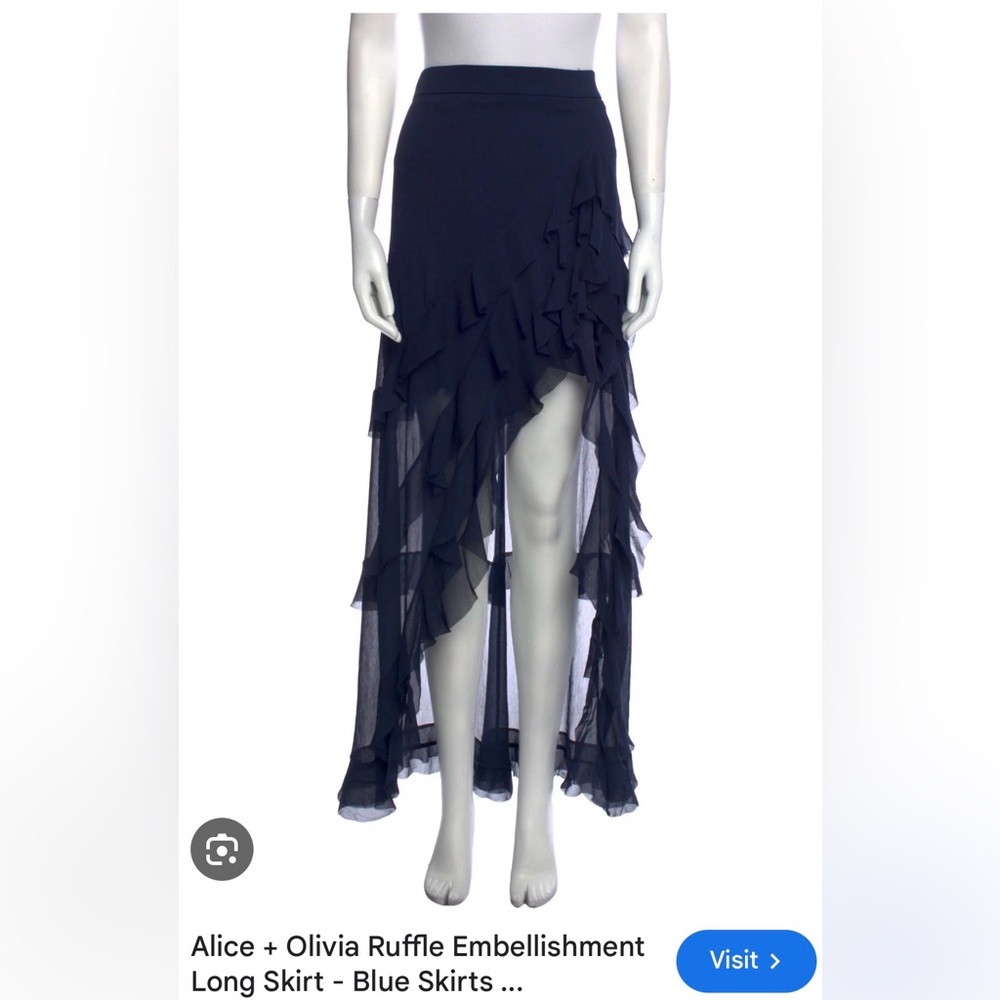 Alice + Olivia Navy High Low Ruffle Skirt
